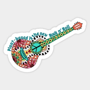 Cool Retro Guitar Design for Plant-based Vegetarian Vegan Sticker